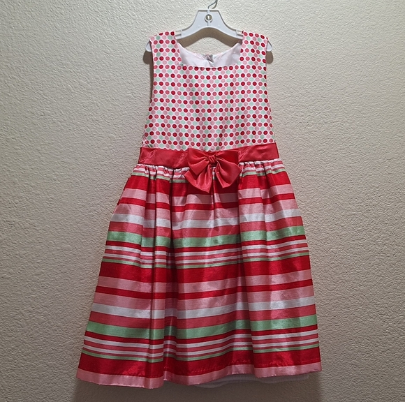 Other - Red and Green Striped Dress with Bow